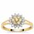 Natural Yellow Diamond Ring with White Diamonds in 9K Gold 0.50ct