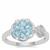 Swiss Blue Topaz Ring with White Zircon in Sterling Silver 0.87ct