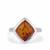 Baltic Cognac Amber Ring in Sterling Silver (11.5 x 10.5mm)