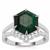Malachite Ring with White Zircon in Sterling Silver 5.80cts