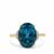 London Blue Topaz Ring with White Zircon in 9K Gold 7cts