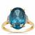 London Blue Topaz Ring with White Zircon in 9K Gold 7cts