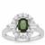 Chrome Diopside Ring with White Zircon in Sterling Silver 1.90cts