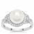 South Sea Cultured Pearl Ring with White Zircon in Sterling Silver (10mm)