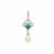 Sakota Emerald, Kaori Cultured Pearl Pendant with White Zircon in Sterling Silver
