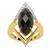 Black Spinel Ring with White Zircon in Gold Plated Sterling Silver 7.60cts