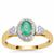 Colombian Emerald Ring with White Zircon in 9K Gold 0.60ct