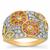 Pink Tourmaline, Tsavorite Garnet Ring with White Zircon in 9K Gold 1.80cts