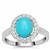 Sleeping Beauty Turquoise Ring with White Zircon in Sterling Silver 2cts