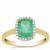 Colombian Emerald Ring with White Zircon in 9K Gold 1.60cts (F)