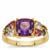 Ametista Amethyst Ring with Multi Gemstones in Gold Plated Sterling Silver 3.20cts