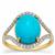 Sleeping Beauty Turquoise Ring with White Zircon in 9K Gold 4.45cts