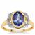 AA Tanzanite Ring with White Zircon in 9K Gold 2.10cts