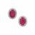 Kenyan Ruby Earrings with White Zircon in Gold Plated Sterling Silver 2.45cts