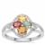 Songea Rainbow Sapphire Ring with White Zircon in Sterling Silver 1.37cts