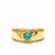 Turquoise Ring with White Topaz in Gold Tone Sterling Silver 1.05cts 
