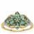 Indicolite Ring with White Zircon in 9K Gold 1.40cts