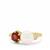 Malagasy Ruby, White Zircon Ring with Kaori Cultured Pearl in Gold Plated Sterling Silver (8mm)