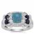 Thor Blue Quartz, Thai Sapphire Ring with White Zircon in Sterling Silver 2.34cts
