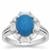 Ceruleite Ring with White Zircon in Sterling Silver 3.15cts