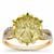 Wobito Snowflake Cut Green Gold Quartz Ring with White Zircon in 9K Gold 4.40cts