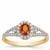 Ceylon Sunset Padparadscha Sapphire Ring with White Zircon in 9K Gold 0.80ct