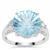 Honeycomb Cut Sky Blue Topaz Ring with White Zircon in Sterling Silver 6.95cts