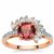 Congo Pink Tourmaline Ring with White Zircon in 9K Rose Gold 1.85cts