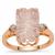 Lehrer Loom of Light Cut Rose Quartz Ring with White Zircon in 9K Rose Gold 6.85cts