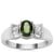 Chrome Diopside Ring with White Zircon in Sterling Silver 1.39cts
