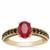 Bemainty Ruby Ring with Black Spinel in Gold Plated Sterling Silver 2.35cts