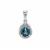 London Blue Topaz Pendant with White Zircon in Sterling Silver 1.40cts