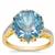 Lehrer Nine Pointed Star Rio AquaTopaz Ring with White Zircon in 9K Gold 8.70cts