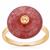 Strawberry Quartz Ring with White Topaz in Gold Tone Sterling Silver 8.05cts