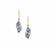 Ceylon Blue Sapphire Earrings with White Zircon in 9K Gold 2.20cts