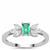 Panjshir Emerald Ring with White Zircon in 9K White Gold 0.95ct