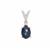 Blue Star Sapphire Pendant with White Zircon in Sterling Silver 2.15cts