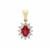 Bemainty Ruby Pendant with White Zircon in 9K Gold 1.95cts