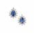 Ceylon Blue Sapphire Earrings with White Zircon in 9K Gold 1.90cts