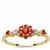 Burmese Padparadscha Colour Spinel Ring with White Zircon in 9K Gold 0.45ct
