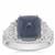 Sugarloaf Ceylon Blue Sapphire Ring with White Zircon in Sterling Silver 7.75cts