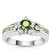 Chrome Diopside, Changbai Peridot Ring with White Zircon in Sterling Silver 0.97cts