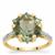 Wobito Snowflake Cut Prasiolite Ring with White Zircon in 9K Gold 7.55cts