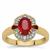 Malagasy Ruby Ring with White Zircon in Gold Plated Sterling Silver 2.10cts