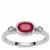 Kenyan Ruby Ring with White Zircon in Platinum Plated Sterling Silver 1.15cts