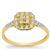 Natural Yellow Diamond Ring with White Diamond in 9K Gold 0.51ct