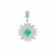 Emerald Pendant with White Zircon in Sterling Silver 1.75cts