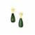 Malachite & Jilin Peridot Gold Tone Sterling Silver Earrings ATGW 42.30cts