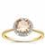 Peach Morganite Ring with White Zircon in 9K Gold 1.25cts