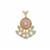 Peruvian Pink Opal Pendant with White Topaz in Gold Plated Sterling Silver 2.30cts